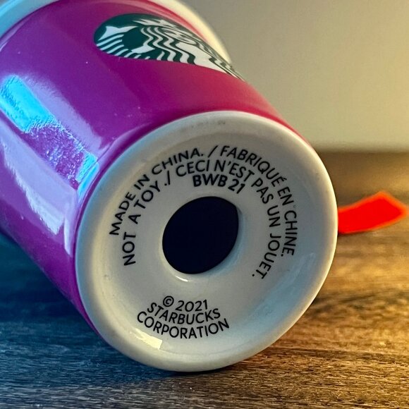 2021 Starbucks Ornament Pink Ceramic Coffee Cup Red Ribbon Holiday Christmas - Picture 2 of 2